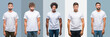 © Krakenimages.com - Collage of group of handsome hispanic, indian and arab men over vintage background depressed and worry for distress, crying angry and afraid. Sad expression.