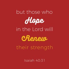 Canvas Print - Biblical phrase from Isaiah, who hope in the lord will renew their strength