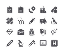 Minimal Set Of Medical And Health Flat Icon