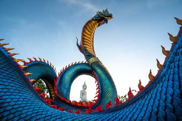 Naga statue in Mukdahan province thailand.