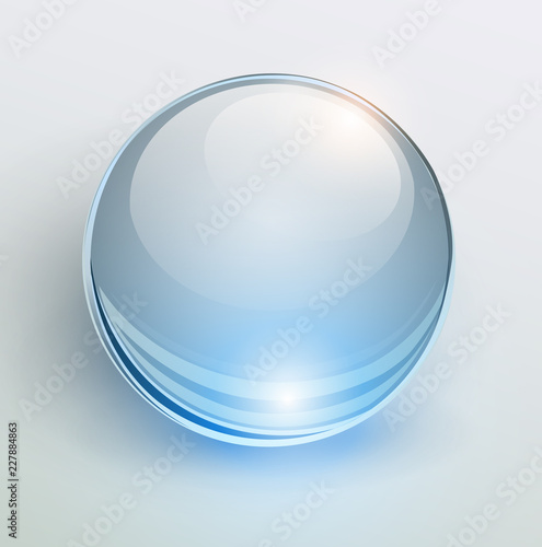 Glass blue ball, 3D shiny background