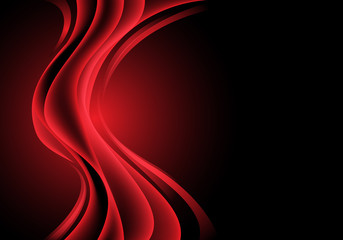 Wall Mural - Abstract red light curve wave on black luxury design modern futuristic background vector illustration.