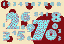 Digits Symbols Cracked Egg Shell Texture In Blue Brown