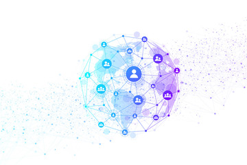 Global structure networking and data connection concept. Social network communication in the global computer networks. Internet technology. Business. Science. Vector illustration.