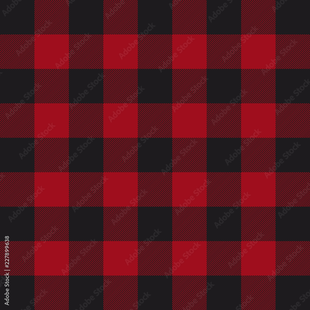 Lumberjack plaid pattern. Red and black lumberjack. - obrazy, fototapety, plakaty 
