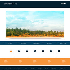Wall Mural - Website Design Template for Your Business with Natural Image Background - Riverside, Trees, Cloudy Sky