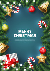 Wall Mural - Merry Christmas background with christmas element. Blue Background. Vector illustration