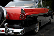 Rear View Of A Classic American Car From The Fifties