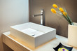 Stylish rectangular hand basin in modern bathroom