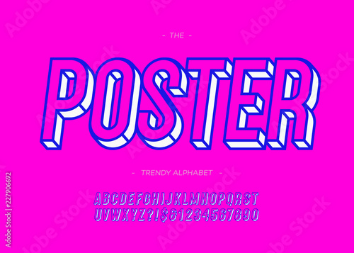 Vector Bold Poster Alphabet Modern Typography Sans Serif 3d Style