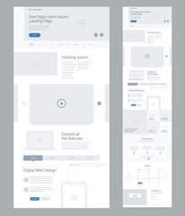 Wall Mural - one page website design template for business. landing page wireframe digital web. flat modern respo
