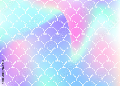 Holographic Mermaid Background With Gradient Scales Bright Color