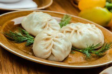 Uzbek national food manti - Central Asian cuisine