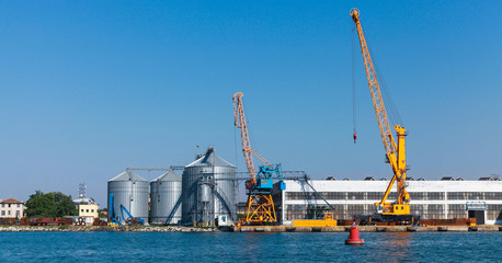 Storage tanks and port cranes. Burgas