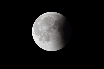 Wall Mural - super bloody moon, full eclipse last phase against black sky background, quarter of the moon surface