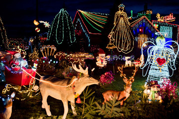 Wall Mural - Christmas decoration on the garden and on the house.