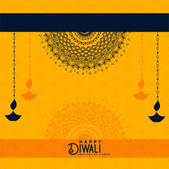 happy diwali yellow decorative background