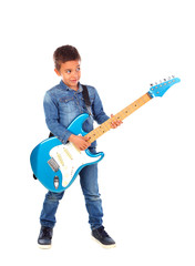 Sticker - Happy child playing electric blue guitar