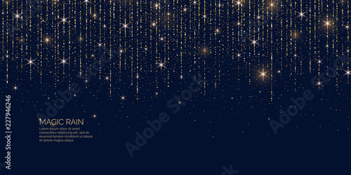 Cuadros en Lienzo Bright vector illustration Magic rain of sparkling glittery particles lines