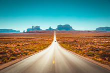 Classic Highway View In Monument Valley, USA
