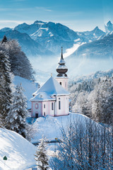 Wall Mural - Church of Maria Gern in winter, Berchtesgadener Land, Bavaria, Germany