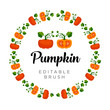 © Alice Fox - Editable vector pumpkin roundish frame, harvest concept, editable brush. Flat simple style.