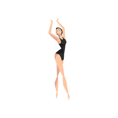 Sticker - Beautifull slim ballerina dancing, professional ballet dancer vector Illustration on a white background