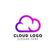 cloud tech logo design in line art style. cloud logo design vector icon