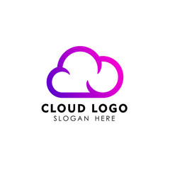 Poster - cloud tech logo design in line art style. cloud logo design vector icon