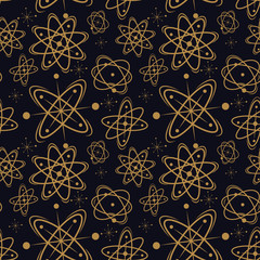 Atomic mid century seamless pattern. Vector illustration. 