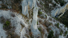 Vela Draga (Vranjska Draga) Is A Canyon In Eastern Istria, Croatia. It Is A Unique Natural Geoheritage Site Due To Its Geological Formations In Shapes Of Various Natural Pillars. 
