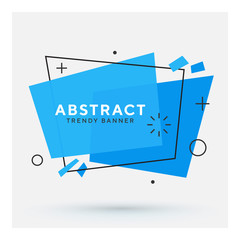 Wall Mural - modern abstract vector banner. flat geometric shapes of different colors with black outline in memph