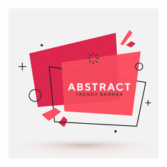 Wall Mural - modern abstract vector banner. flat geometric shapes of different colors with black outline in memph