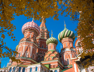 View from the autumn trees on St. Basil's Cathedral