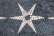 Lisbon Cobblestone Pavement In Black White Star Designs