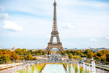 View On The Eiffel Tower With Fountains During The Daylight In Paris
