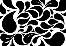 Black Paisley Silhouette Pattern, Vector Illustration
