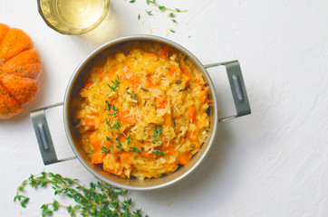 Pumpkin Risotto with Thyme and Parmesan, Italian Cuisine