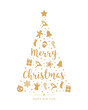 christmas tree golden icon elements lettering isolated background