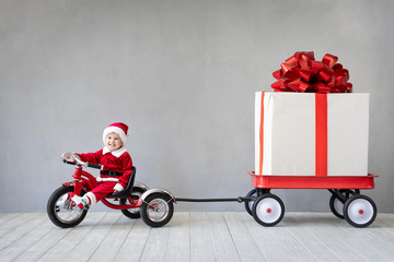 Baby boy having fun on Christmas time