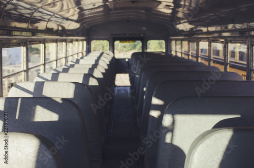 Abandoned School Bus Interior Buy This Stock Photo And