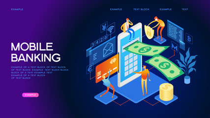Wall Mural - mobile banking web banner