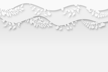 Wall Mural - paper art 3d spring or summer forest with tree branches with leaves, climbers. nature and environmen