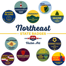 United States | Northeast State Digital Badges | Vector Art