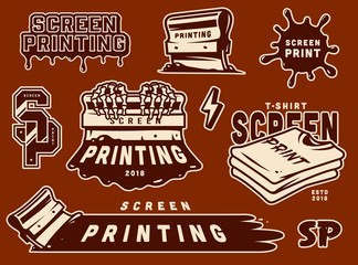 Canvas Print - Vintage screen printing elements collection