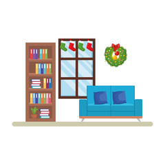 Poster - livingroom with christmas decoration scene