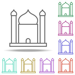 Sticker - mosque outline icon. Elements of religion in multi color style icons. Simple icon for websites, web design, mobile app, info graphics