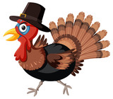 Fototapeta Pokój dzieciecy - Thanksgiving turkey with hat
