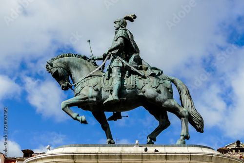 Plakat pomnik Aleksandra Wielkiego w Salonikach, w Lizbonie Stolica Portugalii