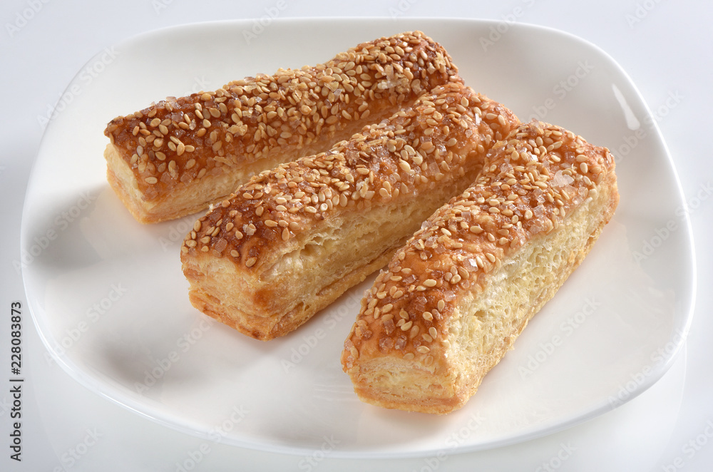 Sugar Puff Stick, light flaky layers of thin puff with sweet taste 
